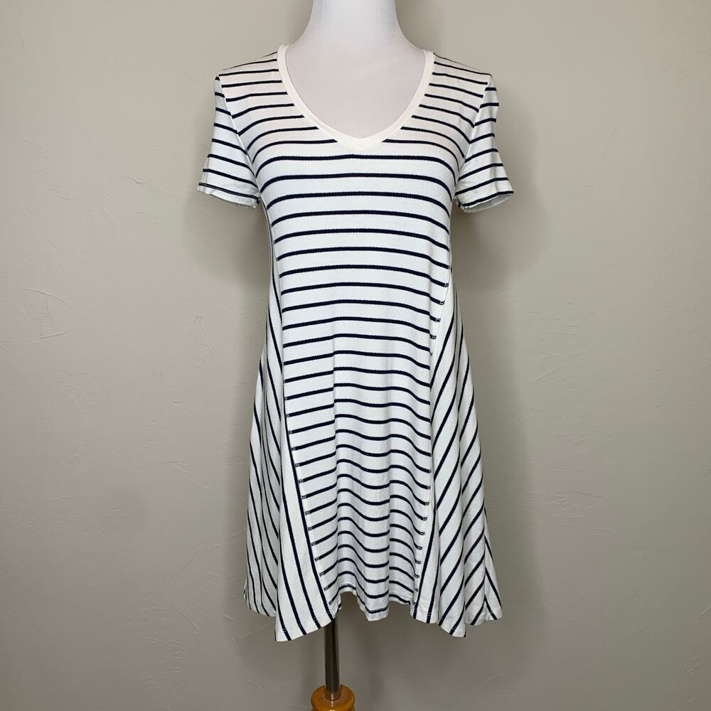 Zara White Black Stripe Swing T Shirt Dress Small
